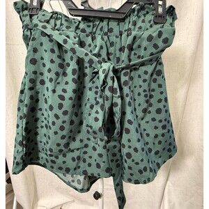 Emery Rose Shorts Size L Green & Black Dots Belted High-Waist Summer NWOT/MINT